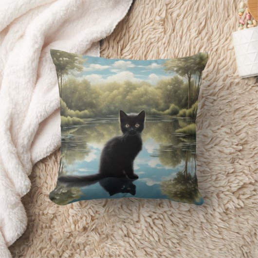 黒猫 クッション (ブランケット)