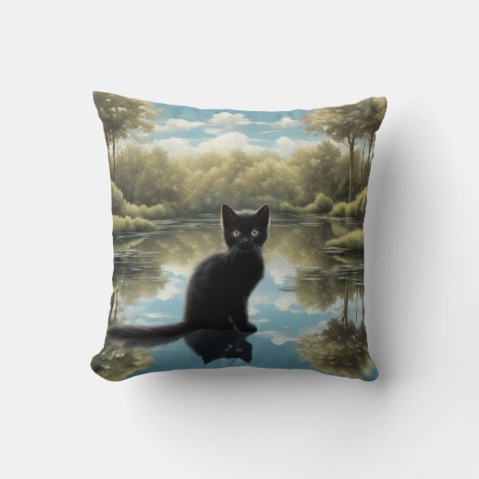 黒猫 クッション (正面)