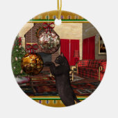 黒猫 – クリスマスの飾り セラミックオーナメント (正面)