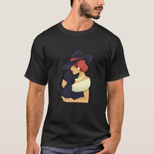 黒猫、ゴシック Tシャツ (正面)