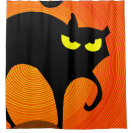 黒猫 シャワーカーテン