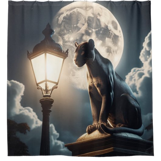 黒猫 シャワーカーテン (正面)