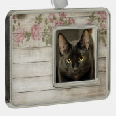 黒猫 シルバープレートフレームオーナメント (右)