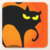 黒猫 スクエアペーパーコースター (正面)