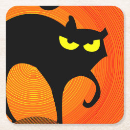 黒猫 スクエアペーパーコースター