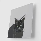 黒猫 スクエア壁時計 (傾斜)