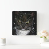 黒猫 スクエア壁時計 (ホーム)