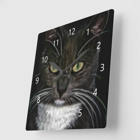 黒猫 スクエア壁時計 (傾斜)