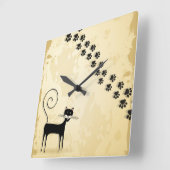 黒猫 スクエア壁時計 (傾斜)