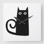 黒猫 スクエア壁時計 (正面)