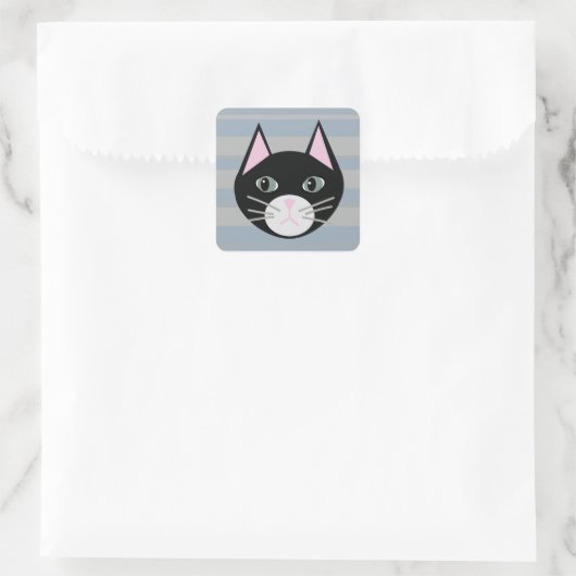黒猫、ストライプ スクエアシール (バッグ)