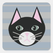 黒猫、ストライプ スクエアシール (正面)
