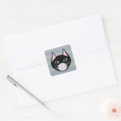 黒猫、ストライプ スクエアシール (封筒)