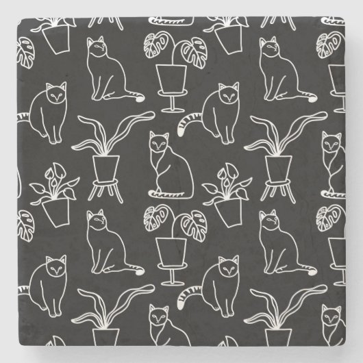 黒猫 ストーンコースター (正面)