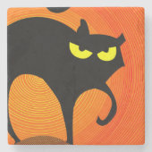 黒猫 ストーンコースター (正面)