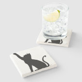 黒猫 ストーンコースター (横)