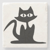 黒猫 ストーンコースター (正面)