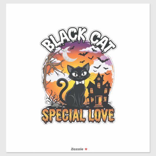黒猫 スペシャル ラブ ハロウィン 幽霊屋敷 コウモリ シール (シート)