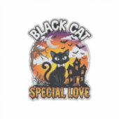 黒猫 スペシャル ラブ ハロウィン 幽霊屋敷 コウモリ シール (正面)