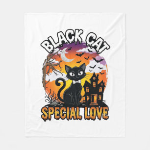 黒猫 スペシャル ラブ ハロウィン 幽霊屋敷 コウモリ フリースブランケット