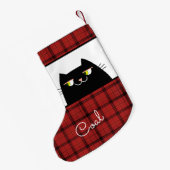 黒猫 スモールクリスマスストッキング (裏面 (吊り時))