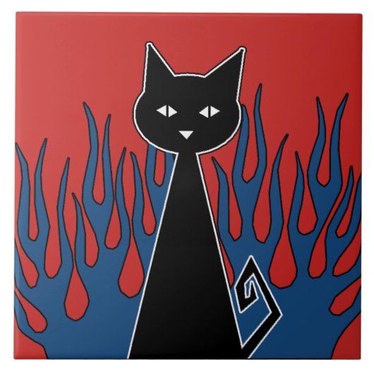 黒猫 タイル (正面)