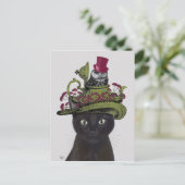 黒猫(ティーポットとフクロウ) ポストカード (スタンド正面)