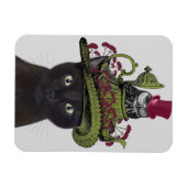 黒猫(ティーポットとフクロウ) マグネット (横)