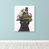 黒猫（ティーポットとフクロウ） 2 キャンバスプリント (インサイチュ (ウッドフロア))