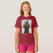 黒猫（ティーポットとフクロウ） Tシャツ (正面フル)