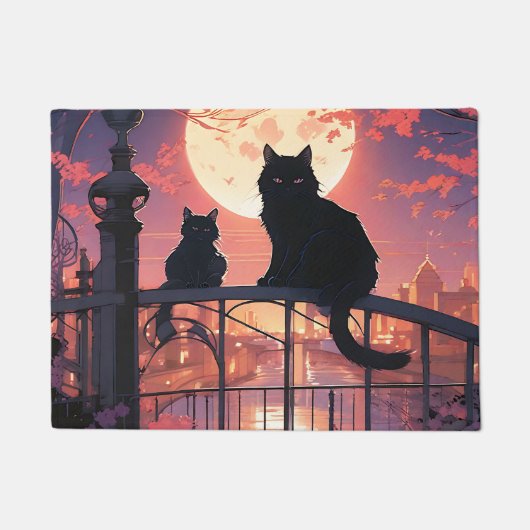 黒猫 ドアマット (正面)
