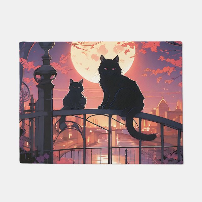 黒猫 ドアマット (正面)