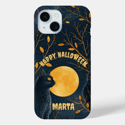 黒猫 ハッピー ハロウィン Case-Mate iPhoneケース (裏面)