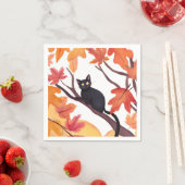 黒猫 ハロウィン 秋 スタンダードカクテルナプキン (インサイチュ)