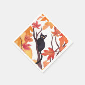 黒猫 ハロウィン 秋 スタンダードカクテルナプキン (角)