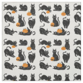 黒猫、ハロウィーン、カボチャとスカル ファブリック (見本)