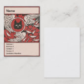黒猫、ハートおよび翼のヴィンテージ 名刺 (正面/裏面)