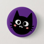 黒猫 パープル 面白い 缶バッジ (正面)