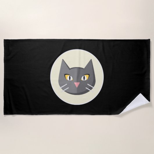 黒猫 ビーチタオル (正面)