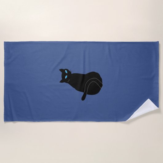 黒猫 ビーチタオル (正面)