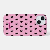 黒猫（ピンク） iPhone 15ケース (裏面横)