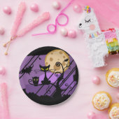 黒猫、フクロウおよびこうもりのハロウィンの紙皿 ペーパープレート (パーティー)