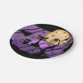 黒猫、フクロウおよびこうもりのハロウィンの紙皿 ペーパープレート (アングル)