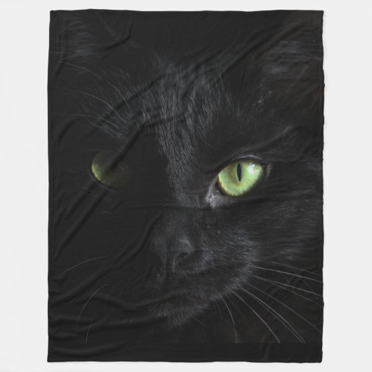 黒猫 フリースブランケット (正面)