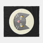 黒猫 フリースブランケット (正面(横))