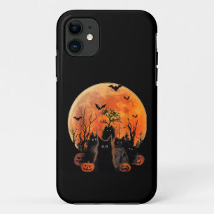 黒猫 フルムーン おもしろい 動物 愛好家 ハロウィン iPhone 11 ケース