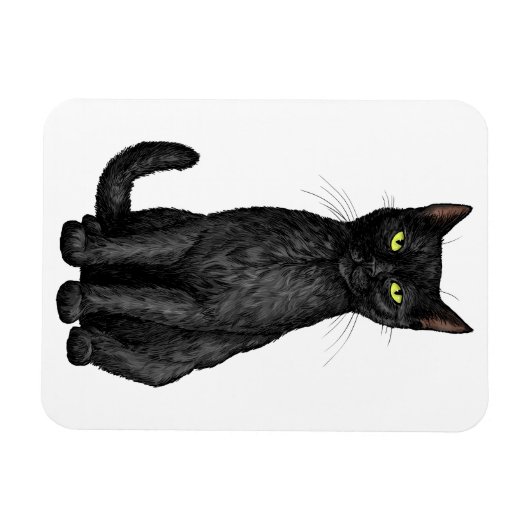 黒猫 マグネット (横)