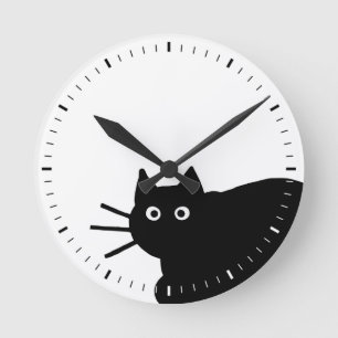 黒猫 ラウンド壁時計