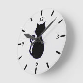 黒猫 ラウンド壁時計 (傾斜)