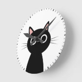 黒猫 ラウンド壁時計 (傾斜)